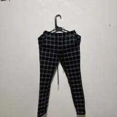 ブラック チェック柄 スキニーパンツ S