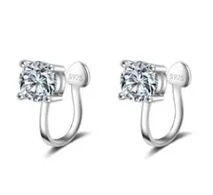 イヤリング 一粒 ダイヤモンド シルバー ノンホールピアス SILVER925のサムネイル