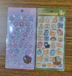 【新品未開封】ボンボンドロップシール 和柄 柴犬 新作桜 2枚セット