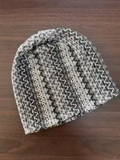 春夏素材 　ゆるっと　ニット帽　黒白　通気性　伸縮性