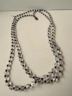 クリスタル　ラピス　ビーズ ネックレス ビンテージ　SILVER刻印 美品