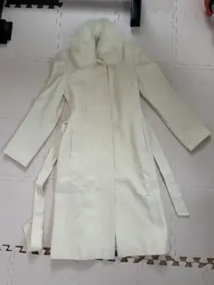 アイボリー ファー付きロングコート サイズ9 アンゴラ