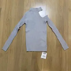 韓国 長袖 トップス リブニット グレー　ANAP