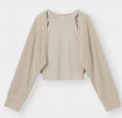 GU キャミソール付き　トップス　ボレロ　ベージュ　2ピースボレロカーディガン