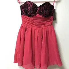 JEWELS PROM ミニドレス バラ色 チュール ノースリーブ S 札付き