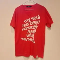AZUL by moussy Vネック ロゴTシャツ レッド Lサイズのサムネイル