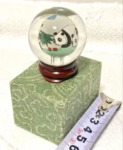 パンダ 中国伝統工芸品 ガラス内絵 木製台座付き