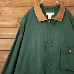 80-90s BANANA REPUBLIC 襟レザー ハンティングジャケットL