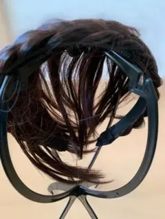 ダークブラウン 編み込み 後頭部ウィッグ