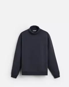 ZARA メンズ　ハイネック　スウェット　裏起毛 ネイビー