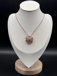 フラワーモチーフ ネックレス ピンクゴールドカラー ラインストーン レディース