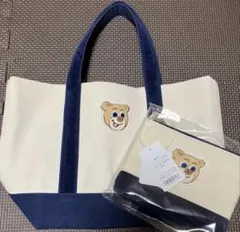 フェイラー オールドテディワッペントートバッグ　アイボリー　ネイビー