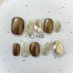 811【ベリーショート】ネイルチップ インクアート　グリッター　ミラーぷっくり