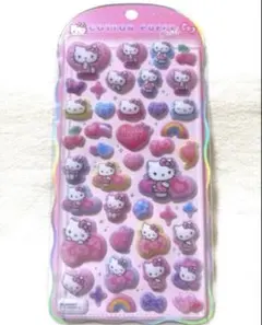 コットンパフィシール サンリオ キティ ヒョウ柄 ボンボンドロップシール