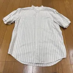 UNIQLO コットンリネンスタンドカラーシャツ ストライプ