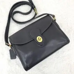 【希少】　コーチ　ショルダーバッグ　デヴォン　レザー　ターンロック　チャーム　黒