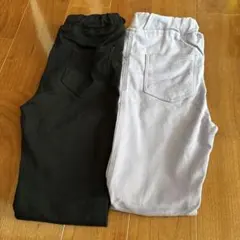 ブラック・パープルのストレッチパンツ 2点セット　140サイズ