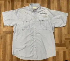 古着 Columbia PFG 半袖シャツ 水色 刺繍 速乾 アウトドア