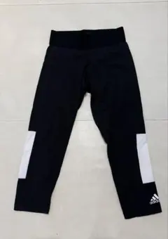 阿迪达斯 训练裤 紧身裤 七分长 黑白 S