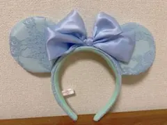 ディズニーランド　レース　ミニーカチューシャ　ブルーエバーアフター