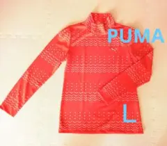 =Puma=　モックネックドット柄オレンジ長袖ゴルフウエア　Ｌ