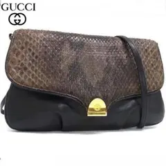 GUCCI グッチ インターロッキング ショルダーハンドバッグ 蛇革 ブルー 