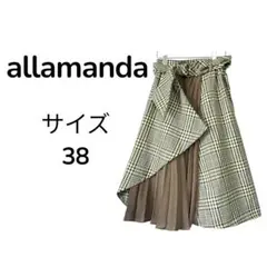 allamanda アラマンダ サイド プリーツ チェック スカート サイズ38