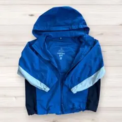 ユニクロ キッズ ウィンドブレーカー 110 ポケッタブル フード付き ブルー
