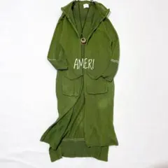 【美品】AMERI LINE LONG CARDIGAN F グリーン 可愛いのサムネイル