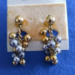 80'アメリカ製 葡萄モチーフイヤリング ゴールド・シルバー ビーズ 華やか
