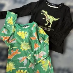 恐竜柄 長袖カットソー 100 緑
