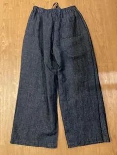 「美品」無印良品.デニム.ダークブルー ワイドパンツ