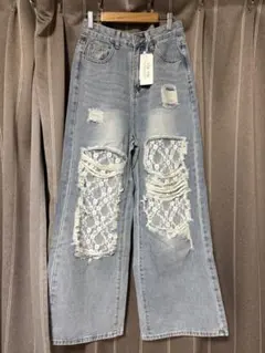 tiptop ティップトップ レースダメージデニムパンツ タグ付き