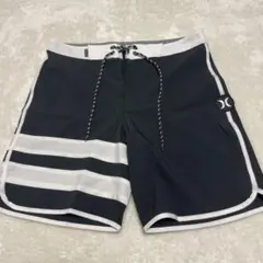 【未使用品】Hurley サーフパンツ28 黒/白 ストライプ