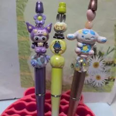 カスタムボールペン3本、ビーズセット