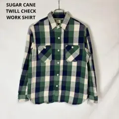 SUGAR CANE TWILL CHECK WORK SHIRT M