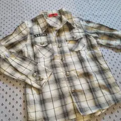 長袖チェックシャツ 【120】軽い羽織心地☆