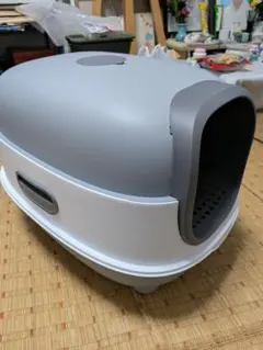 戸付猫用トイレ ドーム型 ホワイト グレーのサムネイル