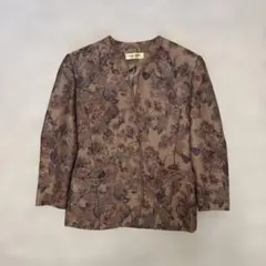 80s vintage ノーカラージャケット ウール100% 昭和レトロ　古着