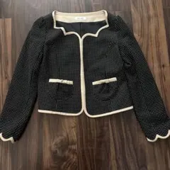 Rew de Rew ノーカラージャケット 黒/ベージュ