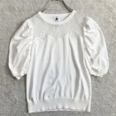 極美品・近年・完売品✨Sov.　レースニット　パフスリーブ　ドライタッチ　春夏