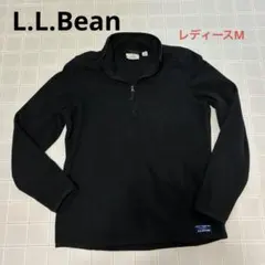 【人気】エルエルビーン ハーフジップ フリースプルオーバー 黒 レディースM