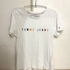 TOMMY JEANS トミージーンズ ロゴ刺繍 半袖Tシャツ ホワイトのサムネイル