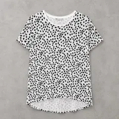 ZARA 半袖Tシャツ ドット柄 水玉 ホワイト ブラック Sのサムネイル