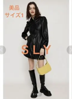 ✨SLY F／LEATHER PUFF SLEEVE 黒　ミニ　レザーワンピース