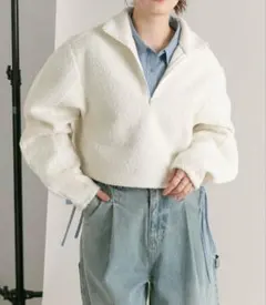 KBF ハーフZIPカーブスリーブプルオーバー　IVORY