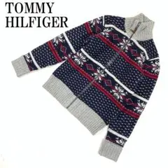 LA9440 トミーヒルフィガー ジップアップニット ネイビー 赤 ウール L