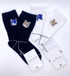 MAISON KITSUNE メゾンキツネ ソックス　刺繍ロゴ　靴下 2足セット