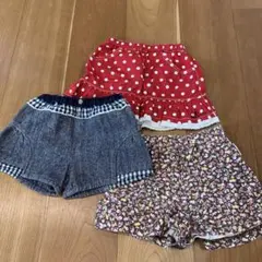 90〜100サイズ　スカート、短パン３点セット