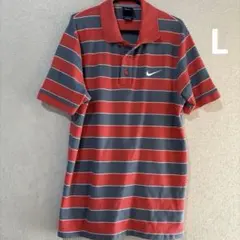 NIKE ポロシャツ ボーダー オレンジ グレー Lのサムネイル